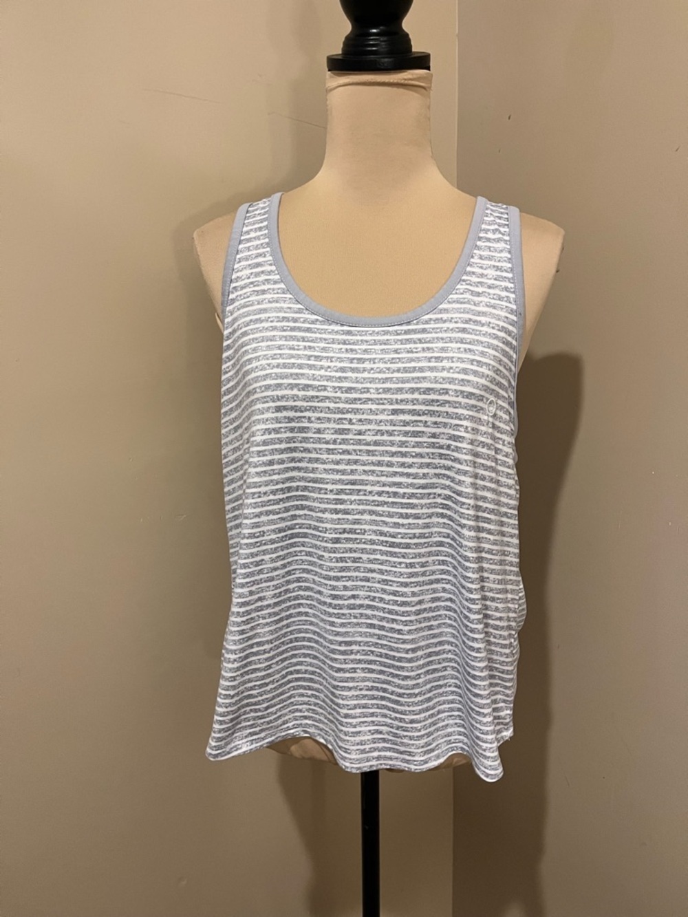 Born Gray and White Striped Tank Top, Racer Back, size Large